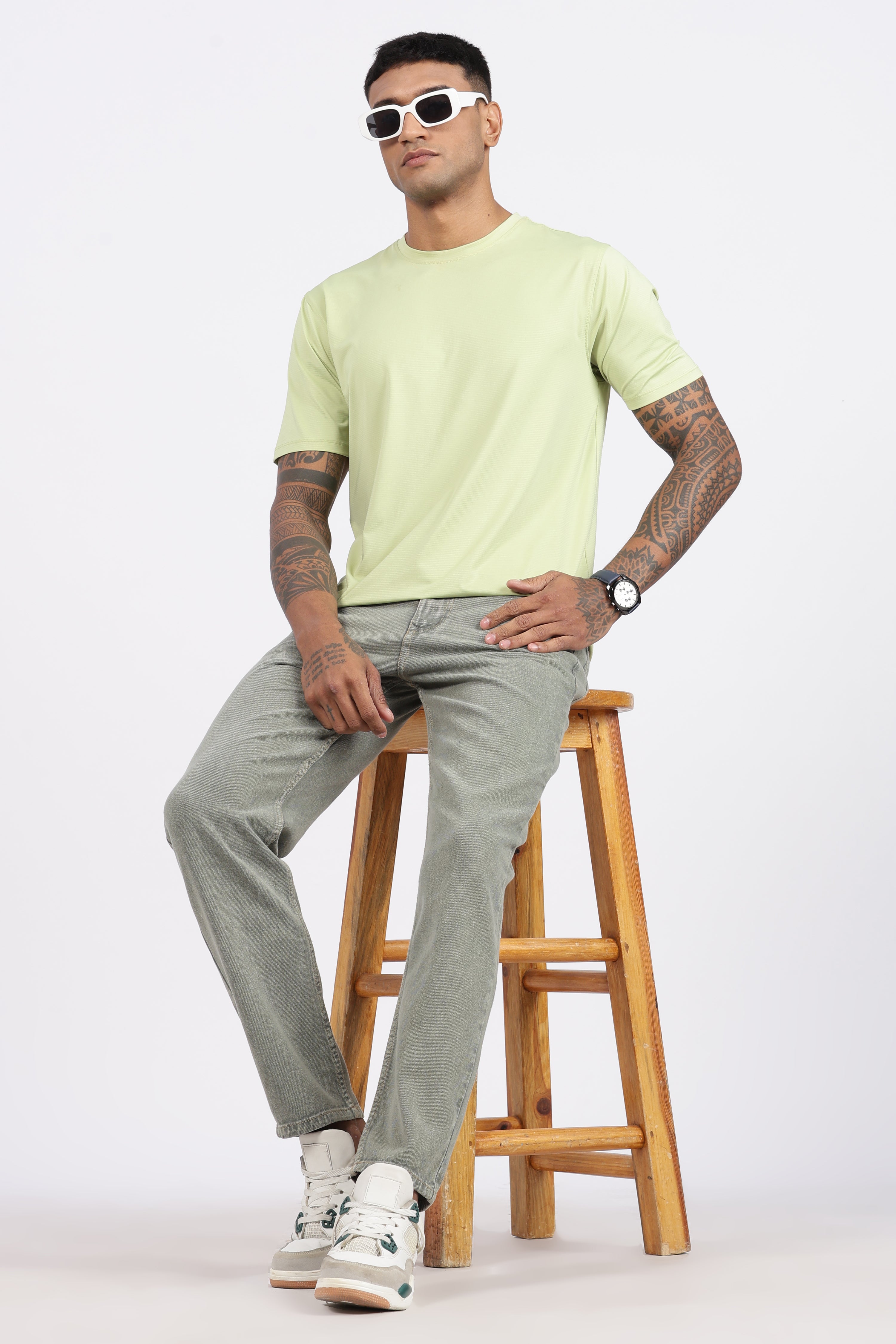 Mens Sage Green Mom Fit Denim Jeans