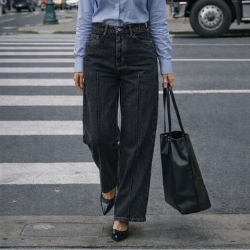 Wide - Leg Cropped |  Charcoal Black