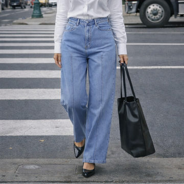 Wide - Leg Cropped   | Ice Blue Black