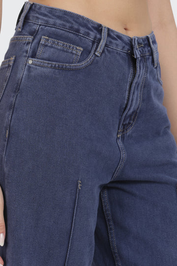 Womens Loose Fit Ink Blue Denim jeans